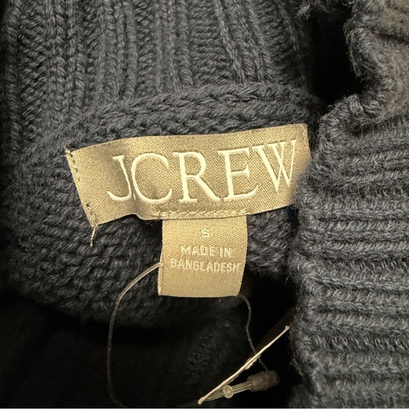 J Crew Navy Cotton Mock Neck Turtleneck Sweater in Navy Blue | SMALL NWT - Picture 8 of 12
